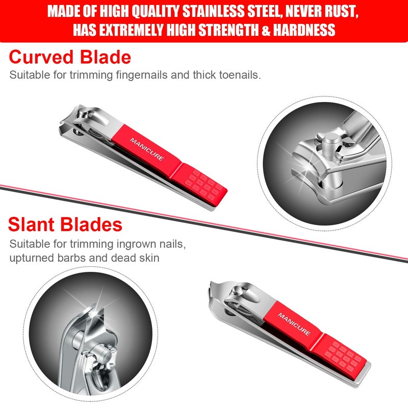 Leipple Manicure Set Professional Nail Clippers Pedicure Kit, 16 pcs Stainless Steel Nail Care Tools Grooming Kit with Luxurious Travel Leather Case for Thick Nails Men Women Gift (Red) - Image 3